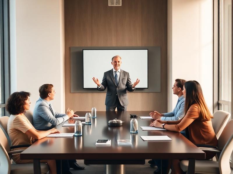 A confident professional leading a boardroom